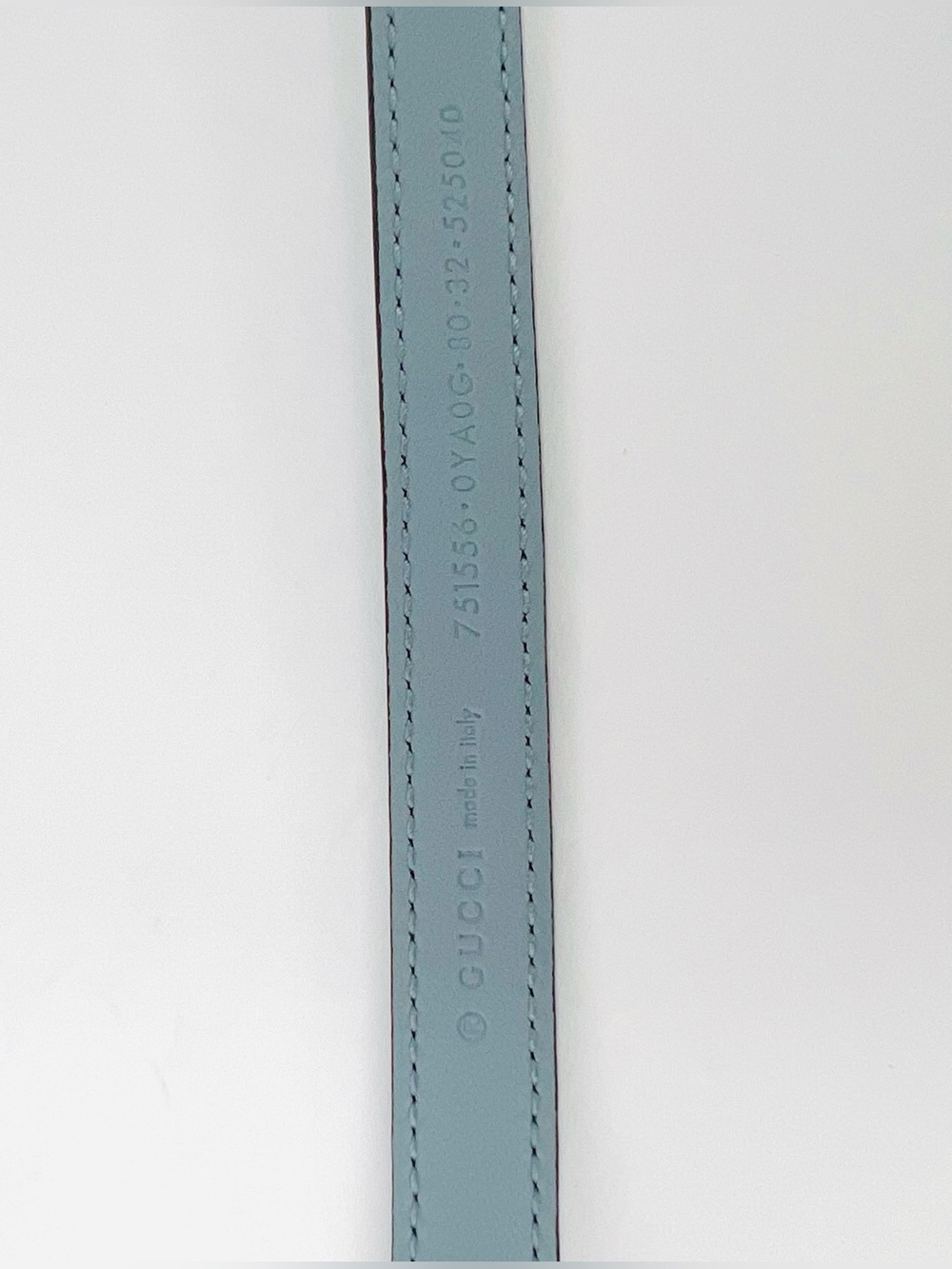 Gucci Skinny Blue Leather Belt With Interlocking G Logo Buckle Size 32 cm - 80" - Picture 6 of 10
